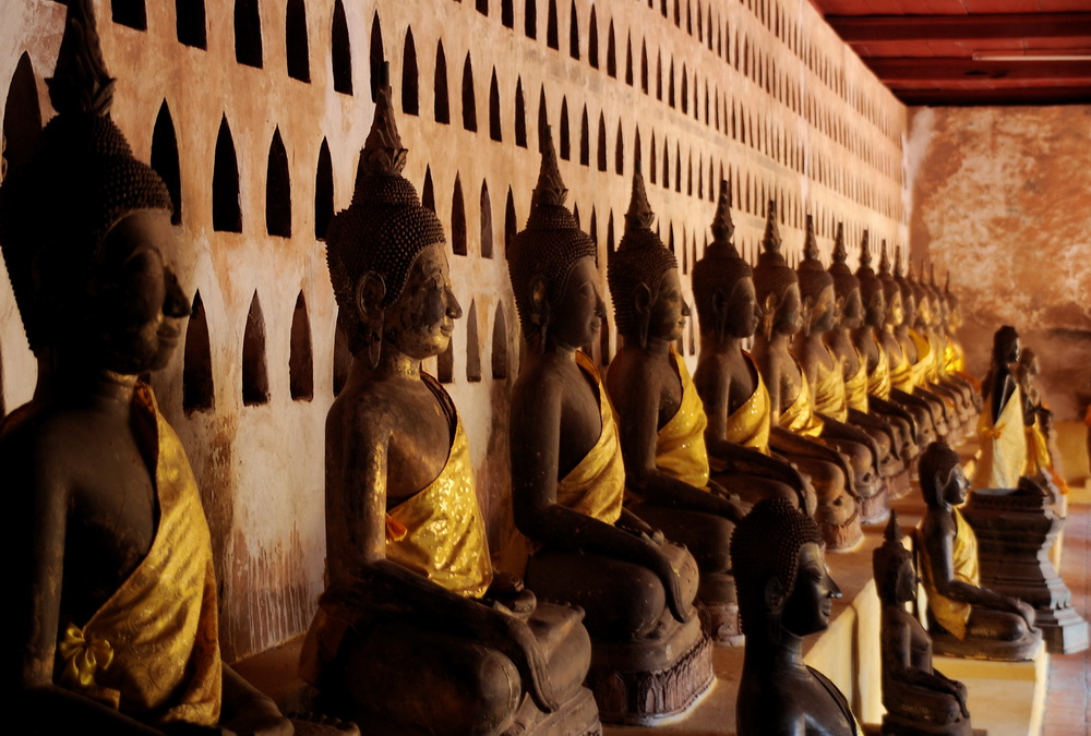 Buddhas in wat sisaket in vientiane