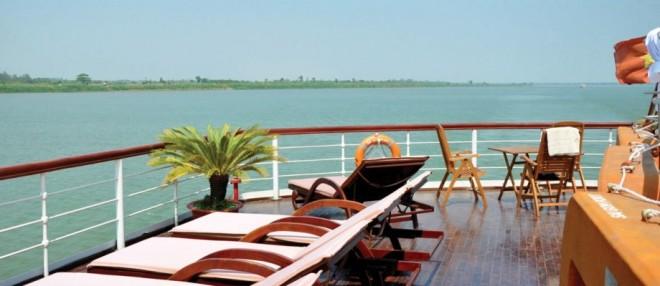 Downstream siem reap cruise tour to saigon by rv la marguerite La marguerite sundeck | downstream siem reap cruise tour to saigon by rv la marguerite