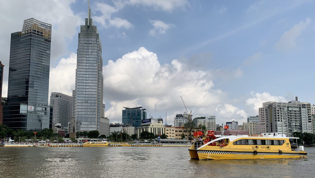 Saigon water bus - dinner cruise with landmark 81 tower, bitexco financial tower Saigon water bus - dinner cruise with landmark 81 tower, bitexco financial tower