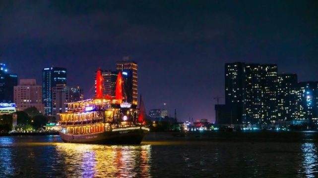 Saigon water bus - dinner cruise with landmark 81 tower, bitexco financial tower Saigon water bus - dinner cruise with landmark 81 tower, bitexco financial tower